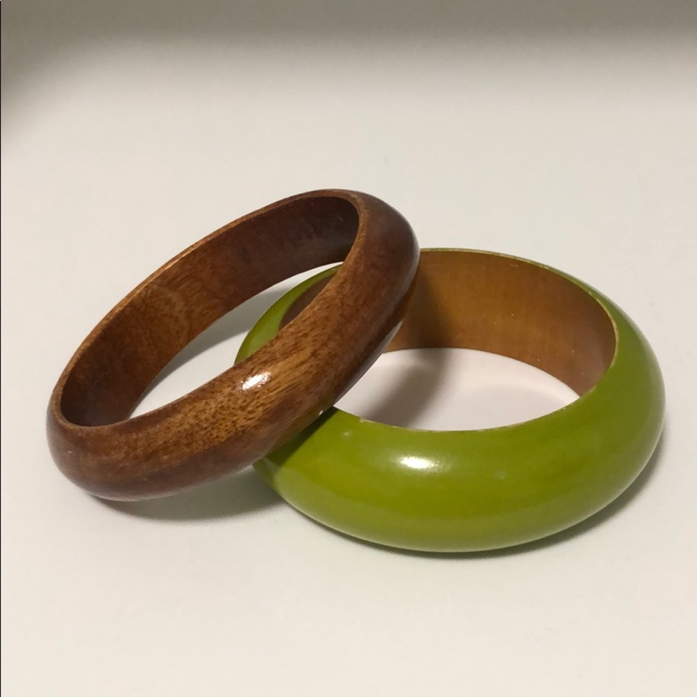 Wood Bracelets (brown and green)